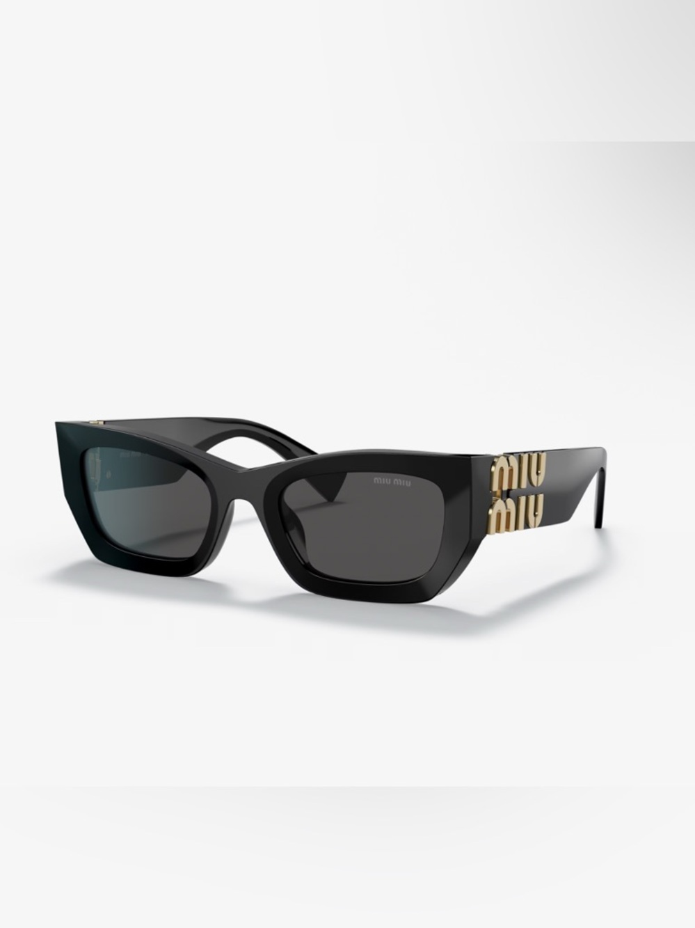Miu Miu Black Cat-Eye Sunglasses with Gold MIU MIU Accent